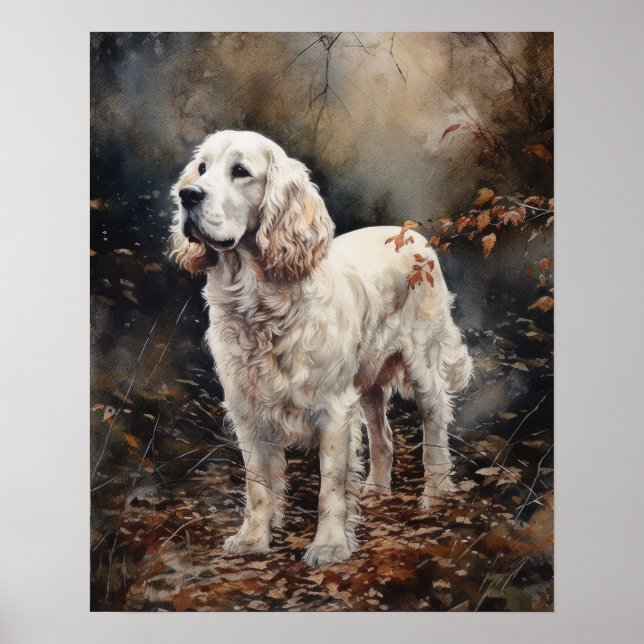 Clumber Spaniel Dog Art Impressão (Frente)