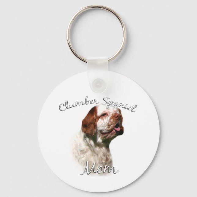Clumber Spaniel Mãe 2 Chaveiro (Frente)