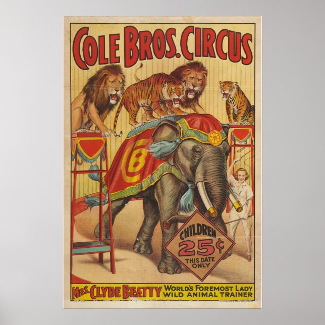 Clyde Beatty Lady Wild Animal Trainer Poster (Frente)