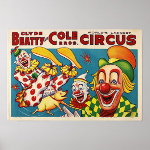 Clyde Beatty & poster do circo de Bros do Cole