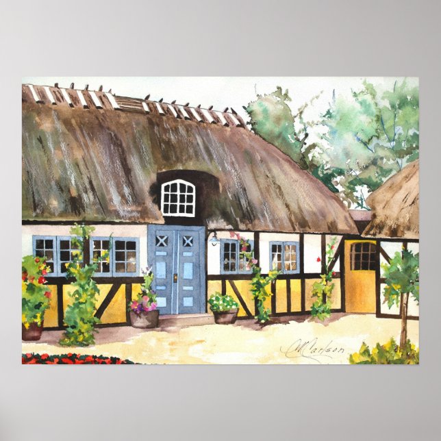 CMCarlson Thatch Roof Irish Cottage Poster (Frente)