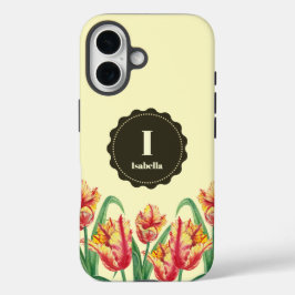 Coalho Amarelo Papagaio Tulipas Floral Monograma