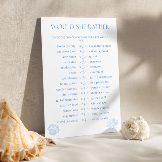 Coastal Bridal Shower Would She Rather Game (Criador carregado)