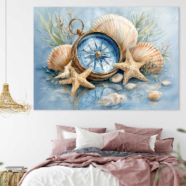 Coastal Compass Starfish Print | Wall Poster