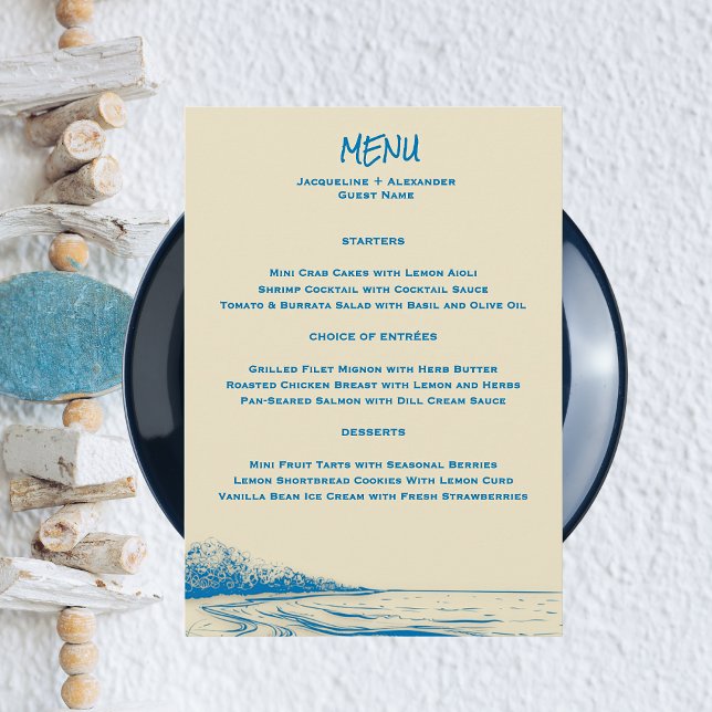 Coastal Granddaughter Wedding Menu With Guest Name (Coastal Granddaughter Wedding Menu With Guest Name)