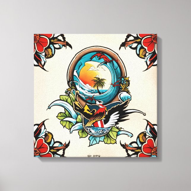 Coastal Pelicans on Marina Pier Canvas Wall Art... (Frente)