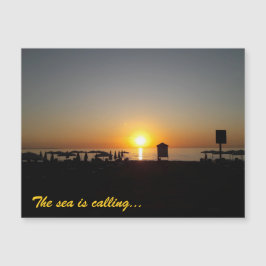 Coastal Summer Sunset Silhouette Magnetic Card
