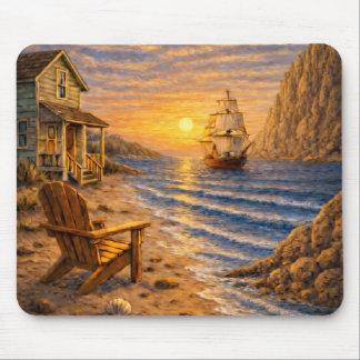 Coastal Sunset Sailing Mouse Pad