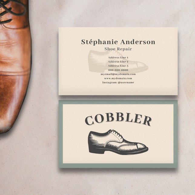 Cobbler - Cartão de visita de reparo de Calçado (Cobbler - Shoe Repair Business Card)