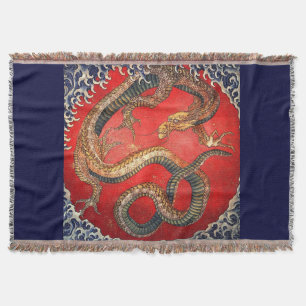 Cobertor 北 斎 龍, 北 斎 Hokusai Dragon, Hokusai, Japão Art