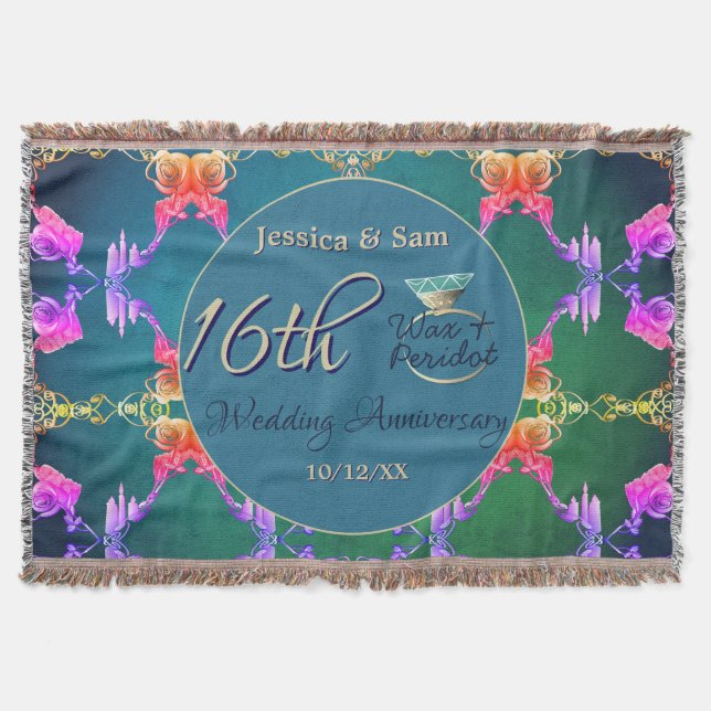 Cobertor 16th Anniversary Wax, Statice Flower Throw Blanket (Frente)