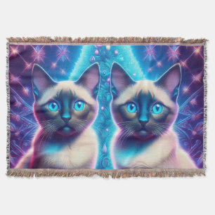 Cobertor 2 Gatinhos Siameses Colocados Na Árvore De Natal