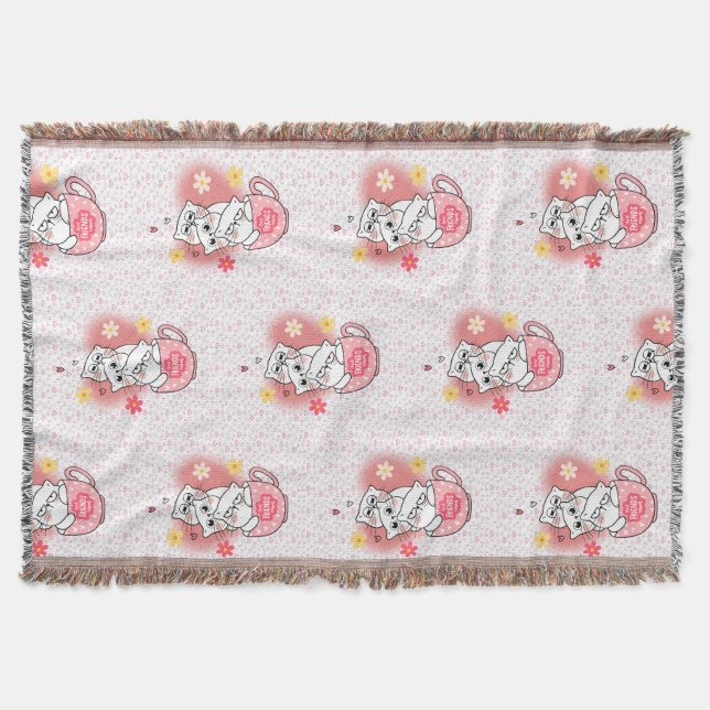 Cobertor 3 gatos com flores e uma caneca (Frente)