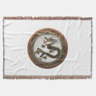 Cobertor [500] Dragão Oriental Dourado e negro