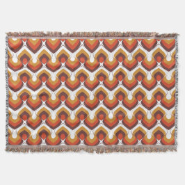 Cobertor 70s Bold Retro Modern Motif in Orange & Brown