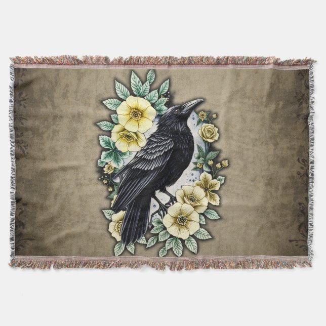 Cobertor A graça e a elegância do corvo. (Frente)