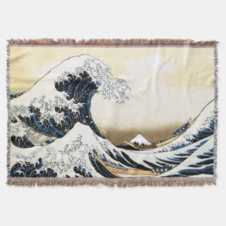 Cobertor A Grande Onda de Kanagawa Hokusai, arte japonês