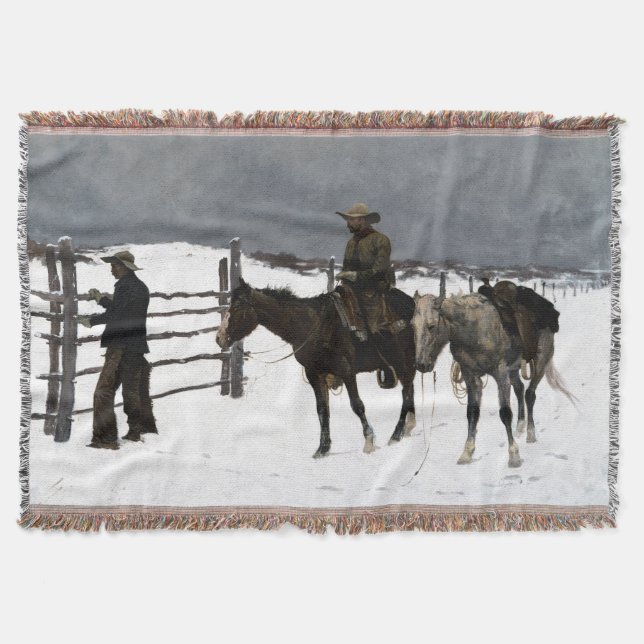 Cobertor A queda do caubói Frederic Remington 1895 (Frente)