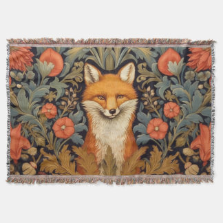 Cobertor A raposa e as flores vermelhas, estilo art nouveau