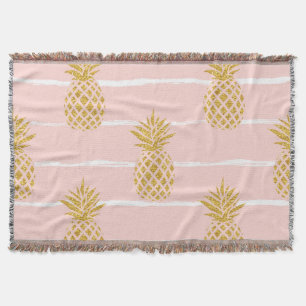 Cobertor Abacaxi Dourado, fundo de verão em Striped.