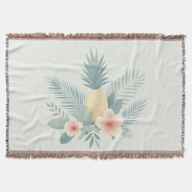 Cobertor Abacaxi floral e havaiano (Frente)