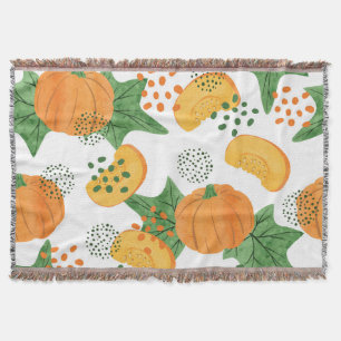 Cobertor Abóbora De Aquarela Vegetal: Laranja Sem Costura