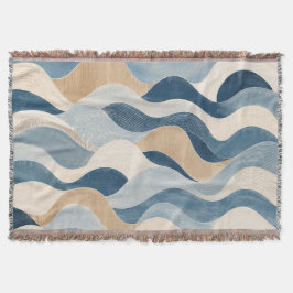 Cobertor Abstract Modern Ocean Wave Pattern Coastal Blue Be