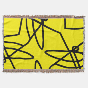 Cobertor Abstrato Art Mínimo Amarelo em Aberto Amarelo