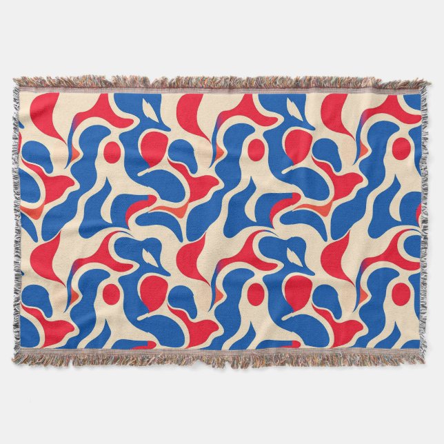 Cobertor 🔵🔴⚪ Abstrato Azul Vermelho Branco Para Casa Mode (Frente)