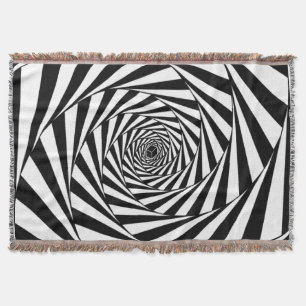 Cobertor Abstrato Black & White Swirl Spirway Art