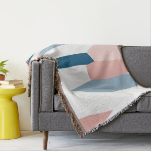 Cobertor Abstrato branco e azul-cor-de-pêssego