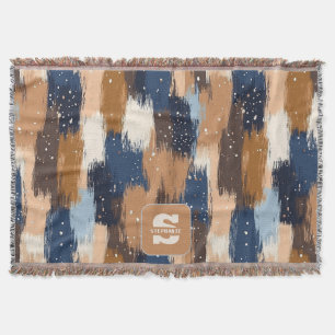Cobertor Abstrato Brushstrokes em Azul, Branco e Marrom (2)