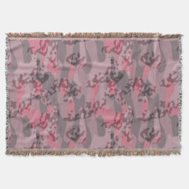 Cobertor abstrato Camo rosa e mauve texturizado