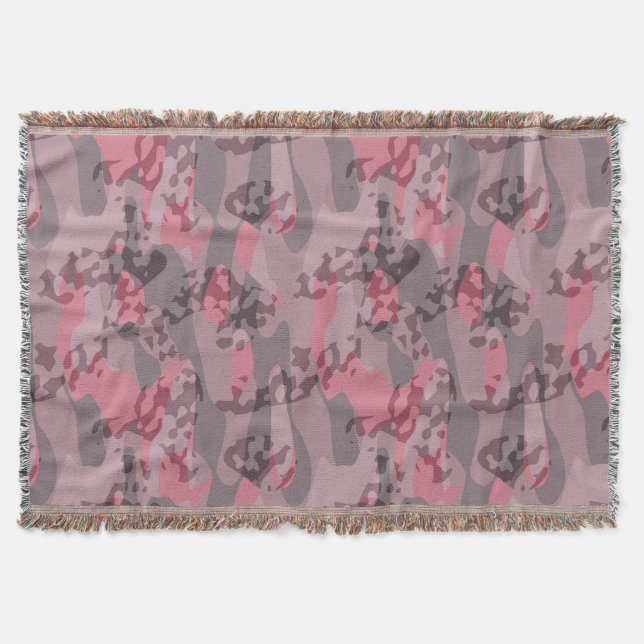 Cobertor abstrato Camo rosa e mauve texturizado (Frente)