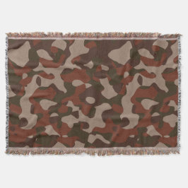 Cobertor Abstrato de Camuflagem Vermelho Ferrugem e Oliva E