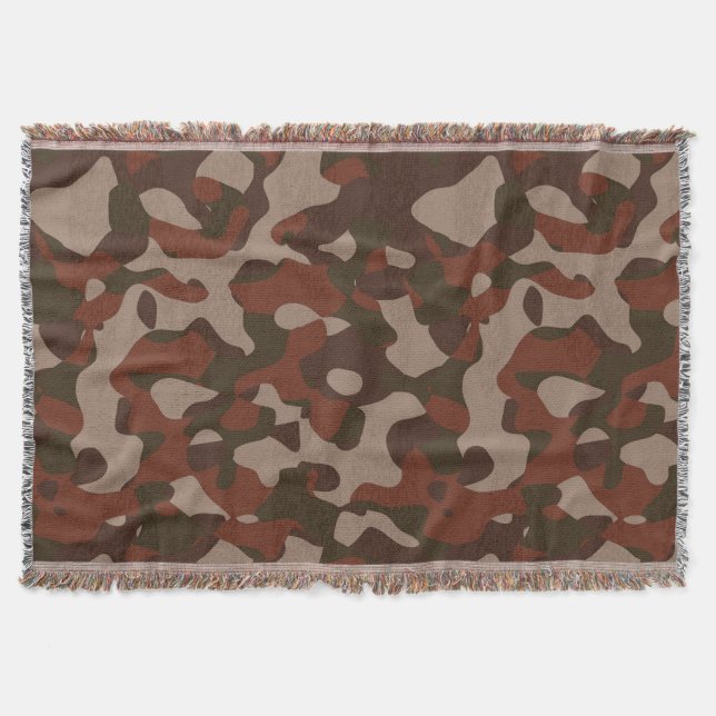 Cobertor Abstrato de Camuflagem Vermelho Ferrugem e Oliva E (Frente)