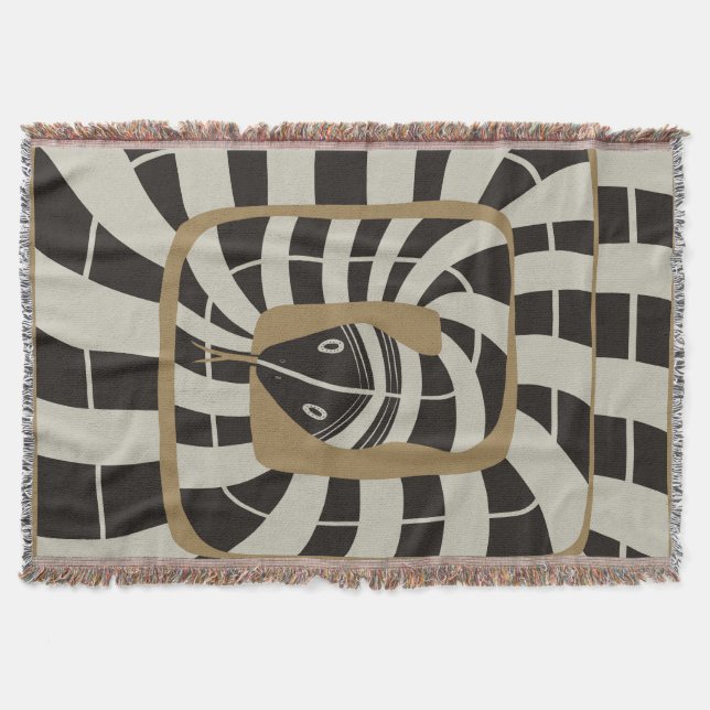 Cobertor Abstrato de diversão com Cobra em tons neutros cas (Frente)
