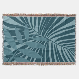 Cobertor abstrato de palma e folha tropical em cinza azul