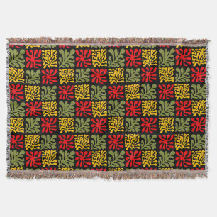 Cobertor Abstrato floral colorido inspirado em Matisse