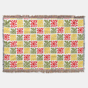 Cobertor Abstrato floral colorido inspirado em Matisse