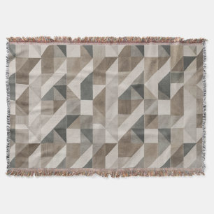 Cobertor Abstrato Geométrico Moderno - Beige e Cinzas Neutr