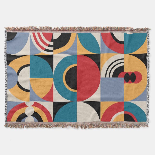Cobertor Abstrato Memphis: Estilo de Vintagem Geométrico. (Frente)
