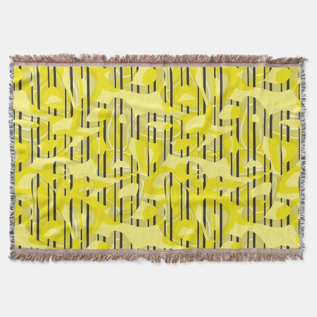 Cobertor Abstrato moderna art striped yellow black dec (Frente)