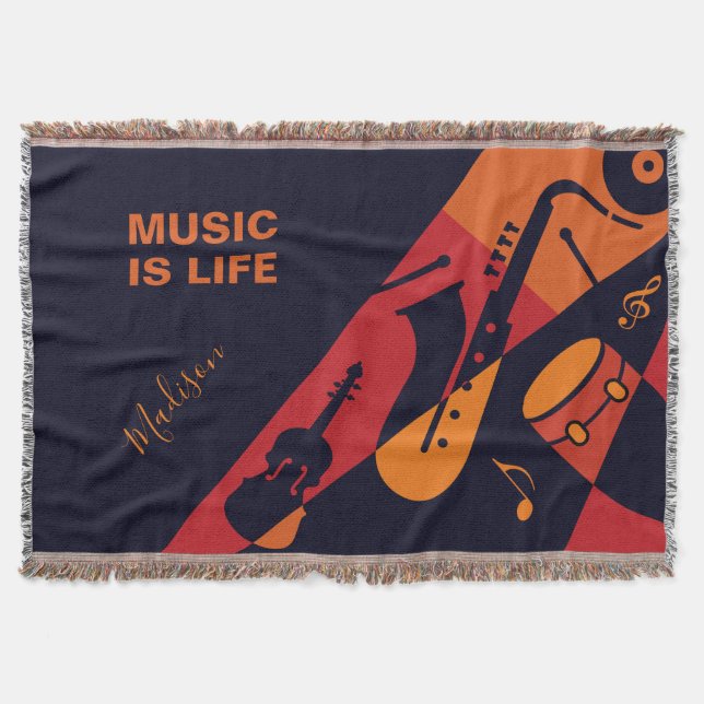 Cobertor Abstrato Música nome personalizado & texto lança c (Frente)