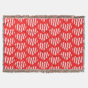 Cobertor Abstrato Red n White Stripes Namorados Coração