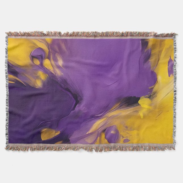 Cobertor Abstrato Roxo e Dourado (Frente)