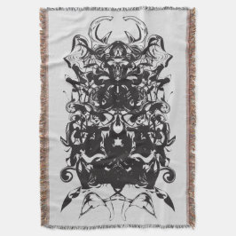 Cobertor Abstrato Simétrico de Arte Negra Tinta Blot