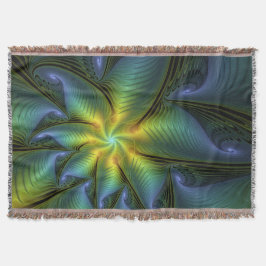 Cobertor Abstrato Star, Ouro Verde brilhante Arte Fractal