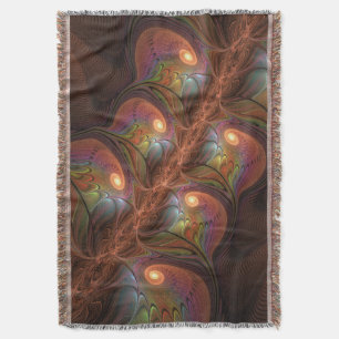 Cobertor Abstrato Trippy Marrom Fluorescente Colorido Fract
