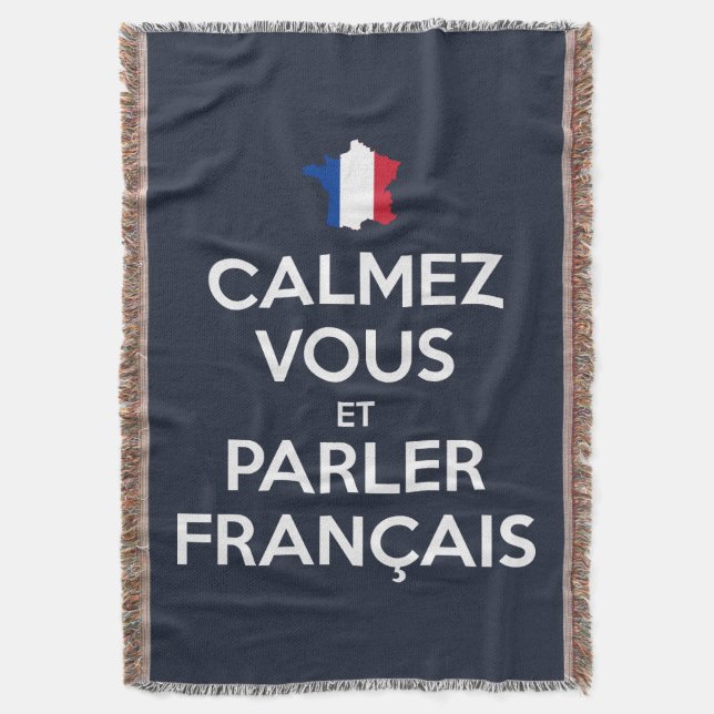 Cobertor Acalme-se e Fale Francês (Frente Vertical)